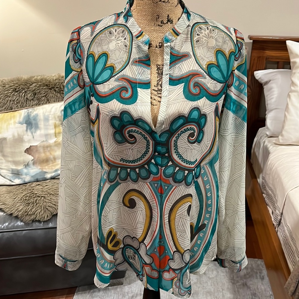 Konrad & Joseph Sheer Print Top - Size XS
